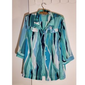 blue pattern blouse